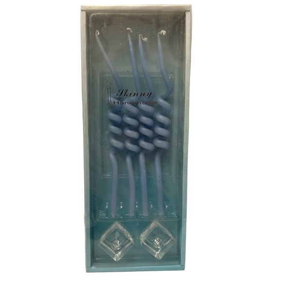 Skinnydip Other - 1970s Skinny Handmade Blue Swirl Candles With Glass Candle Holders Party Decor